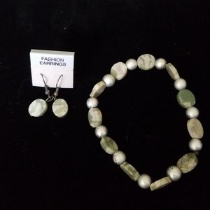 Handmade beaded bracelet and matching earrings